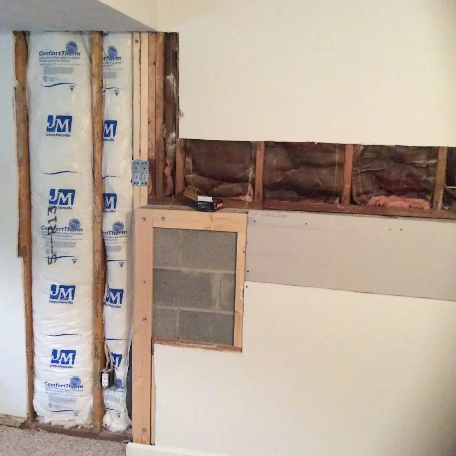 Wall insulation replacement during Basement Flood Cleanup in Fairmount